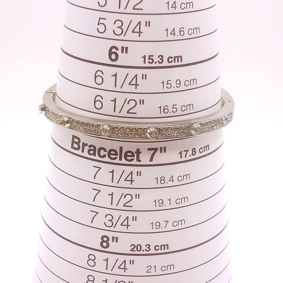 Michael Kors Bracelet Silver Tone Crystal Embellished Hinged Cuff Bangle 6 3/4" - Picture 10 of 12